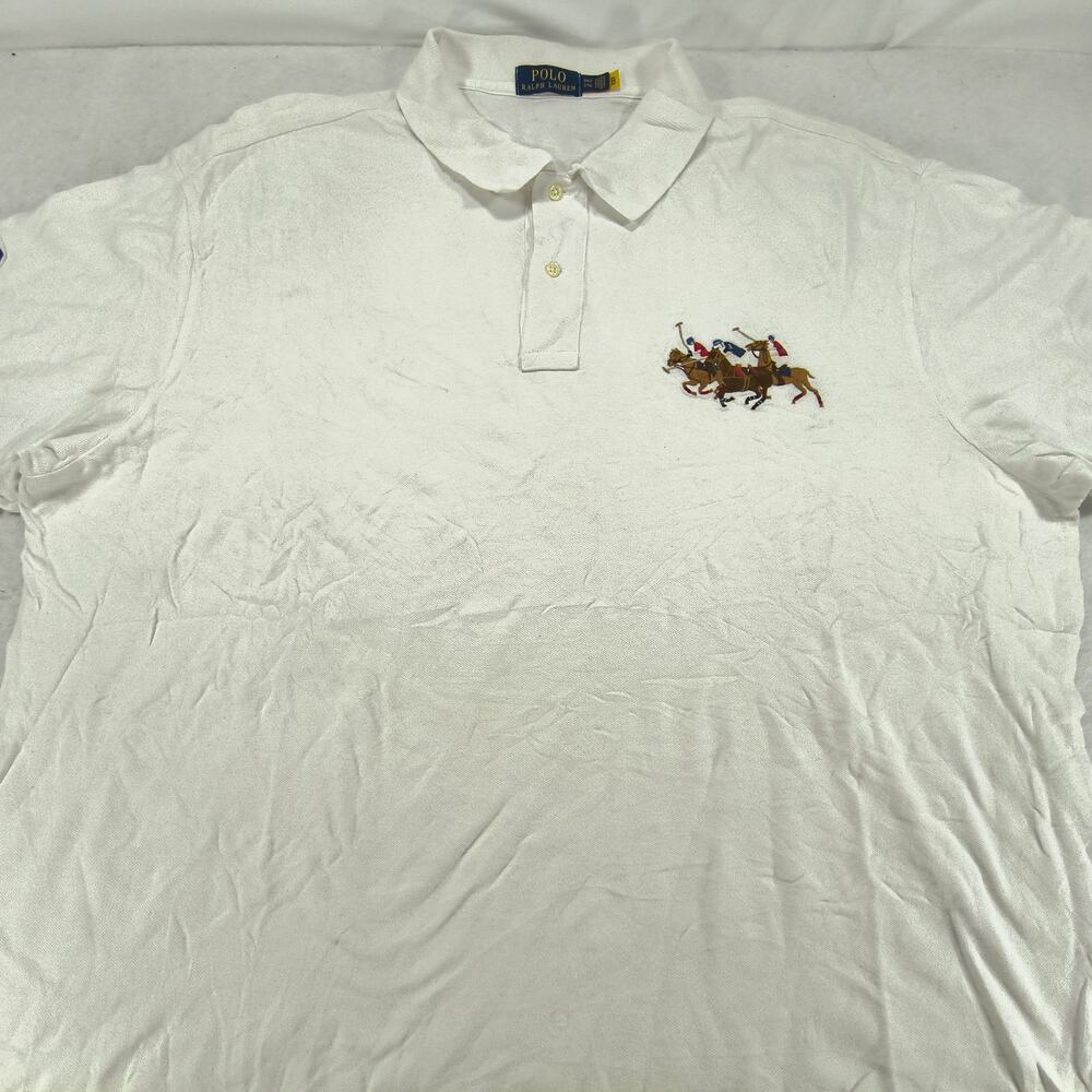 Polo Ralph Lauren Triple Pony Casual Collared Polo Shirt Mens Size 3XLT White